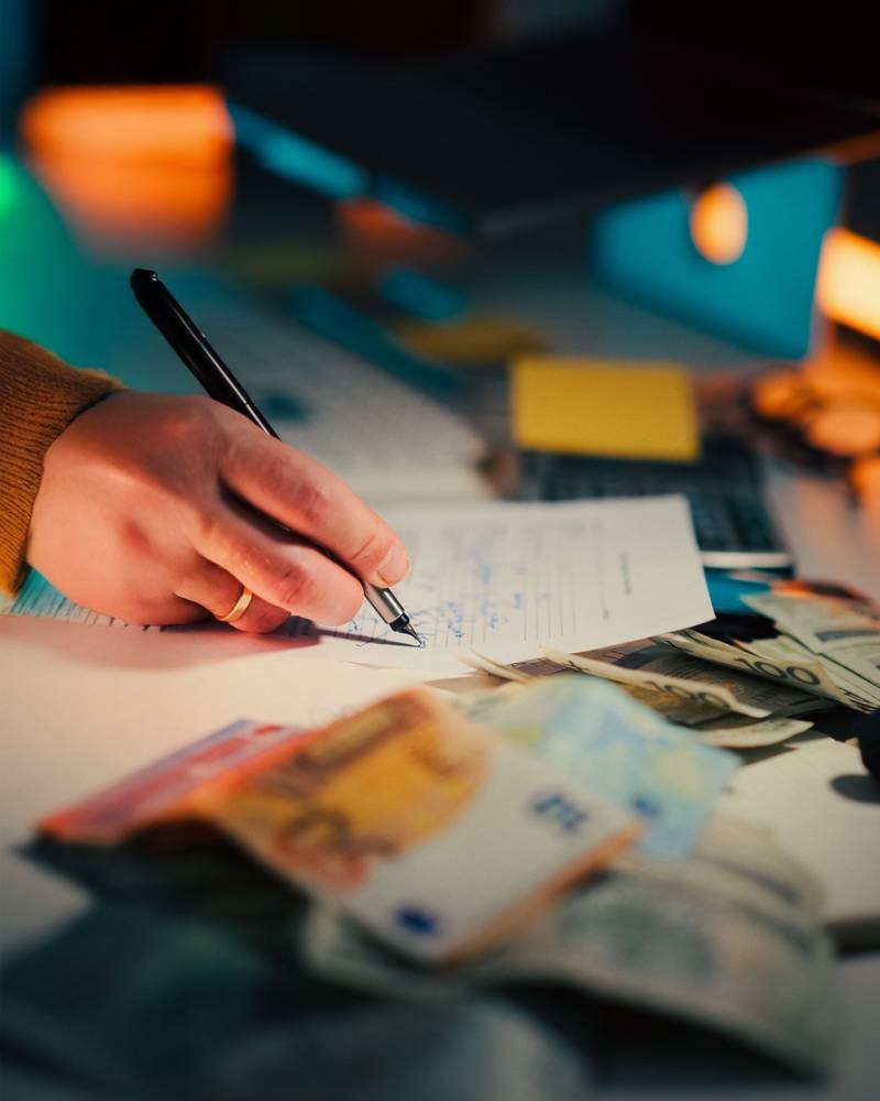 Une personne qui pointe ses comptes bancaires